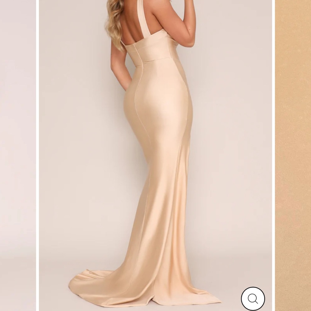 Champagne Backless Gown with Cross-neck for Bridesmaid or a Blacktie event